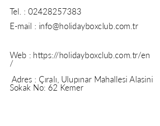 Holiday Box Club ral iletiim bilgileri